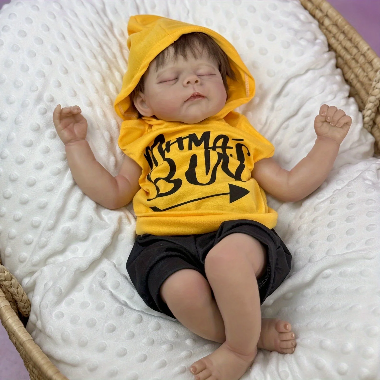 AONPENG 45 CM Asleep Reborn Baby Art Doll Toy for Kids Lifelike Vinyl Limbs Cloth Body Sweet Babies Doll Handmade Birthday Gift