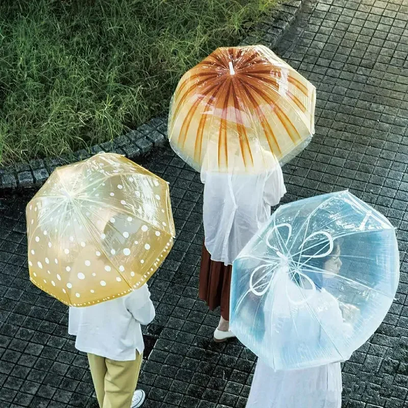 Japanese Dreamy Sea Moon Transparent Umbrella Automatic Long Handle Thickened Wind-Resistant