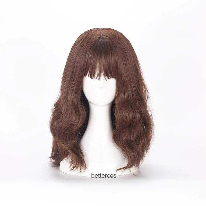 Hermione Jean Granger Cosplay Wigs Long Brown Wavy Curly Heat Resistant Synthetic Hair Wig   Wig Cap