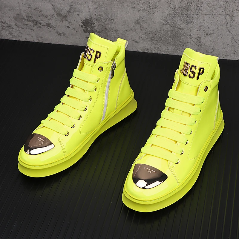 New Arrival Men Fashion Casual Ankle Boots Spring Autumn Luxury Designer Youth Trending Metal Side Zipper High Top Sneakers