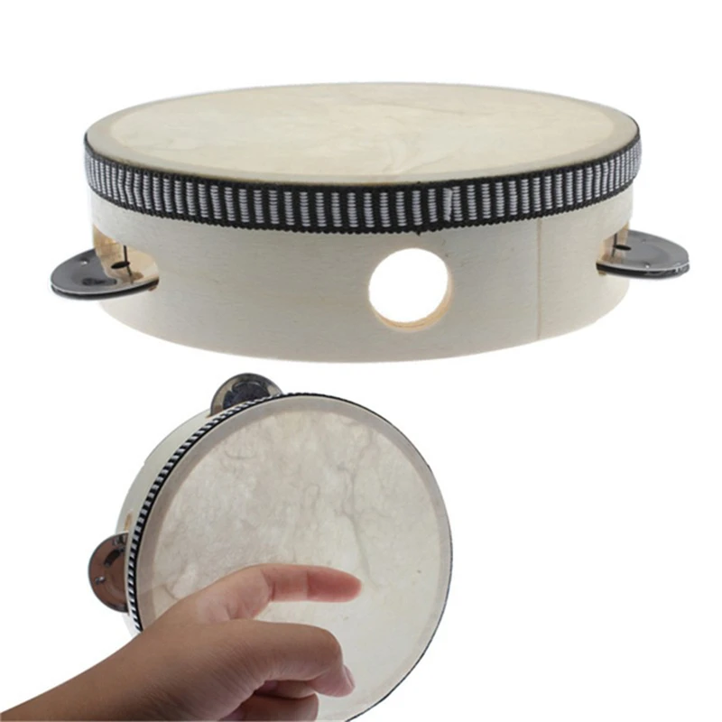 

Hand Held Tambourine Drum Bell Jingles Percussion Musical Toy Double Row Child Dance Hand Clapped Drum Percussion Instrument