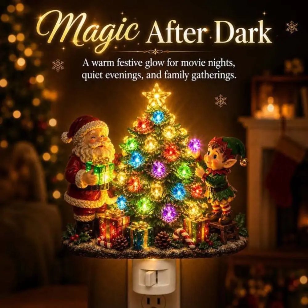 Resin Material Christmas Night Light Decorative Figurine Wall-mounted Style Plug in Night Light Plug-in Design