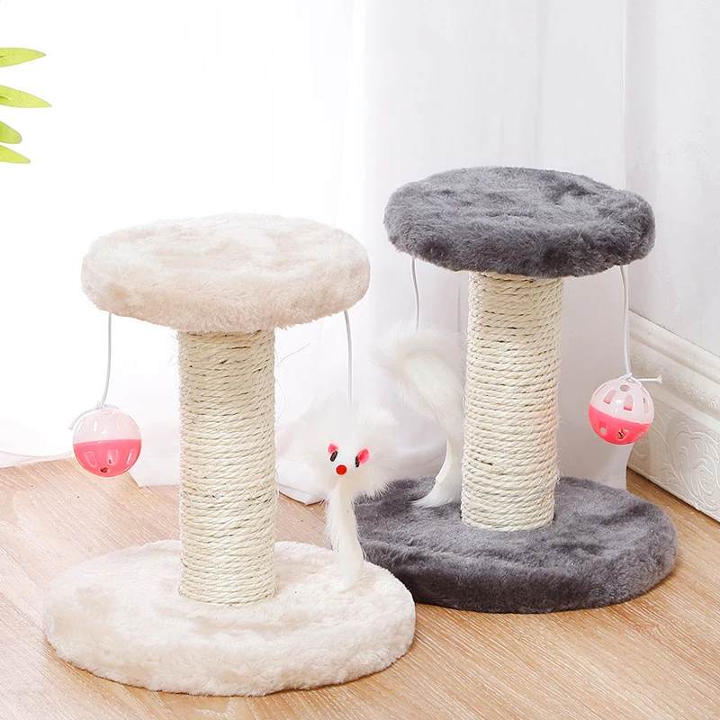 

Double Layer Cat Climbing Tree with Plush Mouse Ball Toy Comfortable Teasing Funny Sisal Cat Scratching Board Kitten Accessories