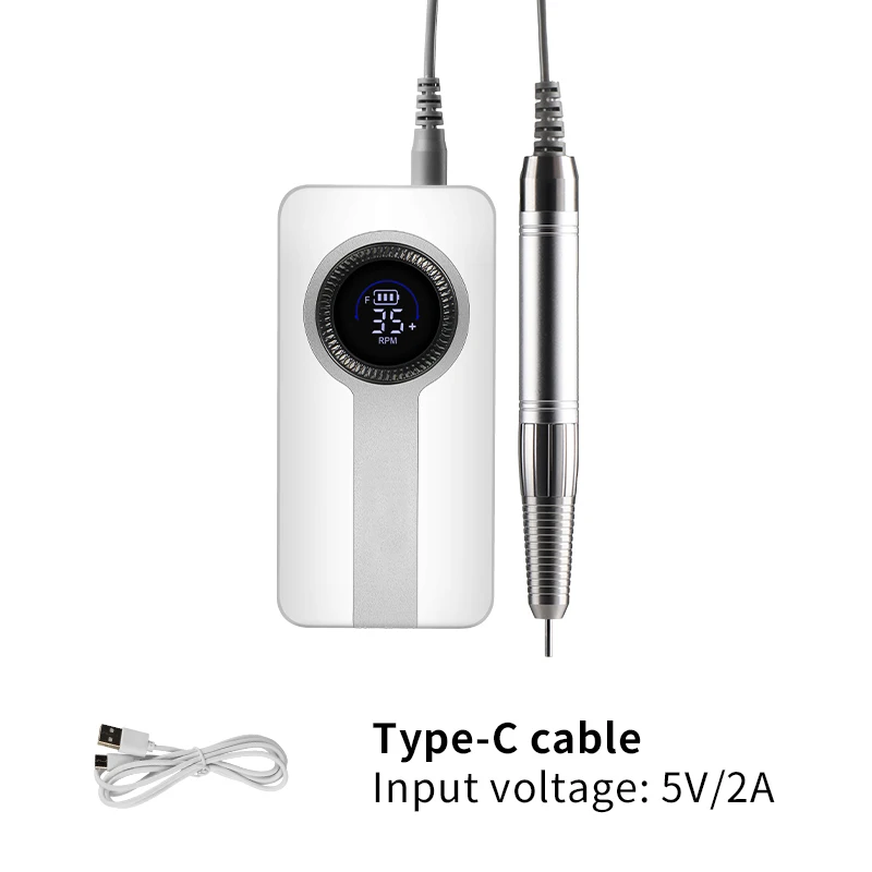 35000 RPM Draagbare Nagelboor Manicure Machine Nagelpolijstmachine voor Gel Elektrische Boor Nagels Oplaadbare Nagel Polijsten Thuis Salon