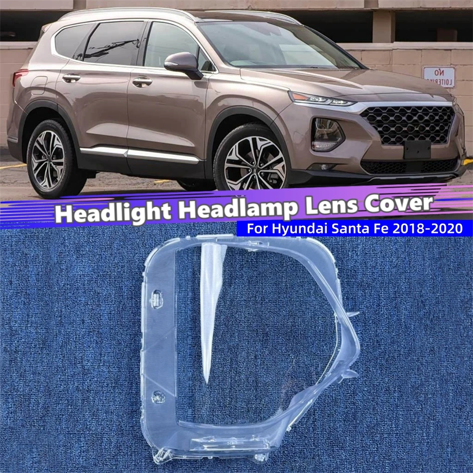 For Hyundai Santa Fe 2018 2019 2020 Accessory Cars Lampshade Caps Head Lampe Cover Car Front Headlight Lens Cover Lights Shell