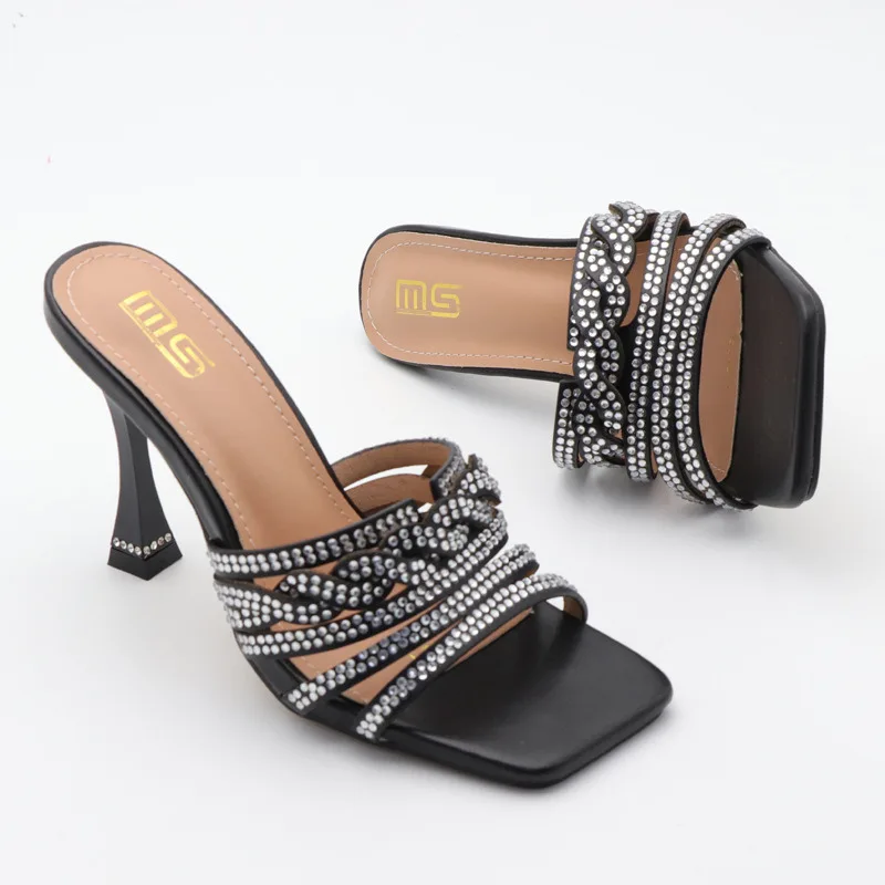 2024 New Summer Large Size Diamond with A Line Women's Shoes Europe United States with A Thin Heel Sexy Street Women Sandals