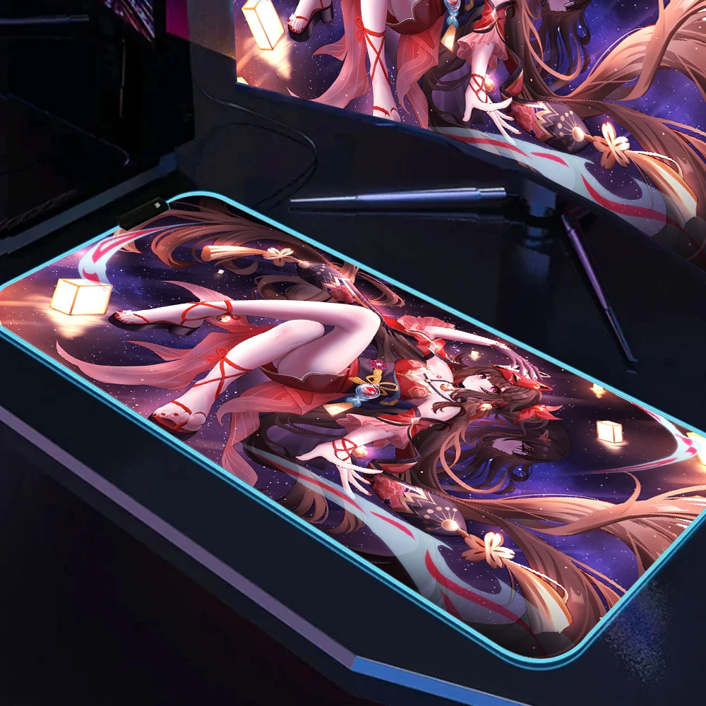 Honkai Star Rail sparkle High definition printing XXL Larges size LED mouse pad RGB backlight XXL computer accessories mouse pad