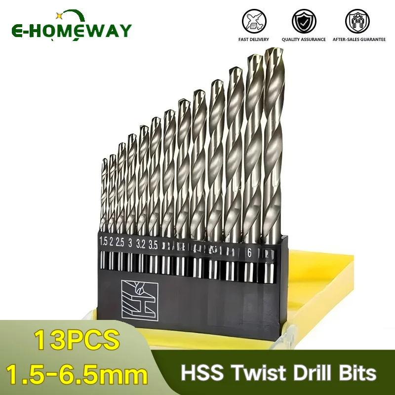 

Набор спиральных сверл из быстрорежущей стали, 13 предметов | 1,5-6,5 мм для сверления по дереву и металлу | Фрезы для отверстий из высокоскоростной стали, острые и прочные