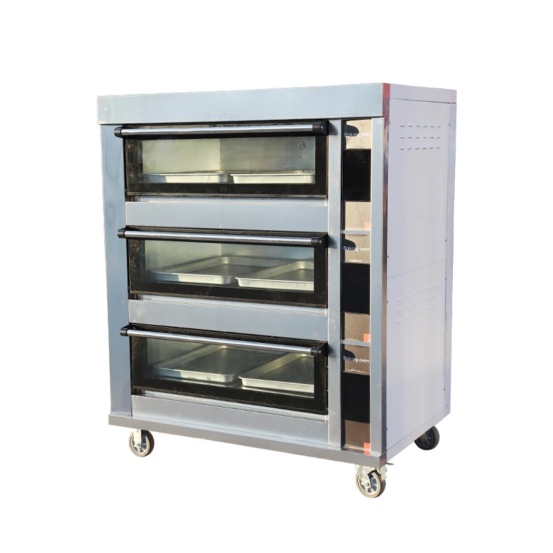 Professional Digital Control Stainless Steel 3 Decks 6 Trays Commercial Electric Oven for Sale