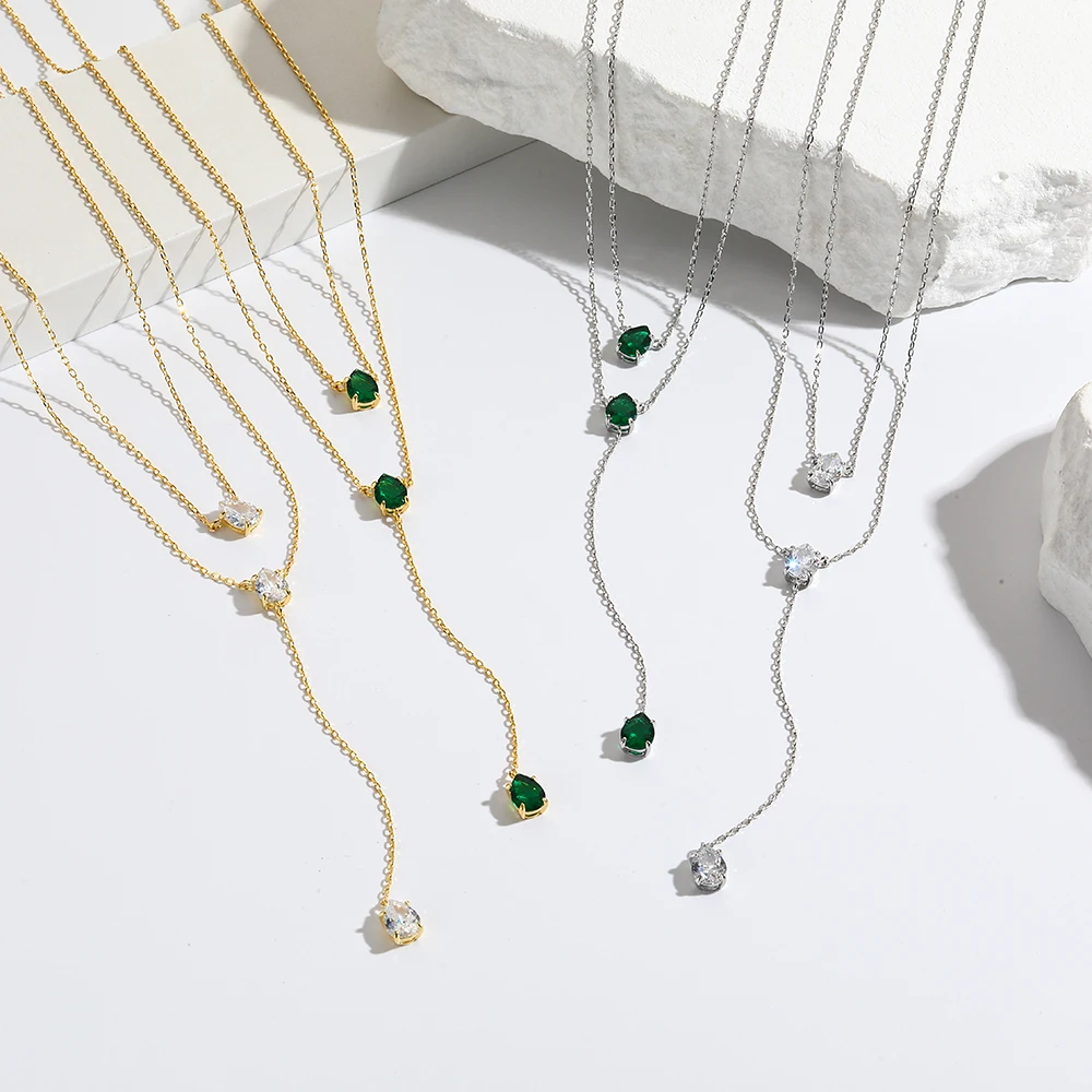 Waterdrop Fashion Double Layer Pendant Necklace For Women Clavicle Chain Luxury Jewelry Chokers Accessories Gift