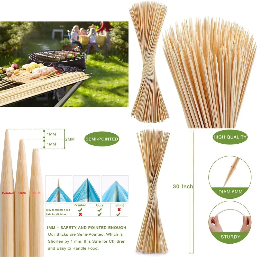 

30-дюймовые прочные бамбуковые палочки для жарки зефира на открытом огне и для кемпинга