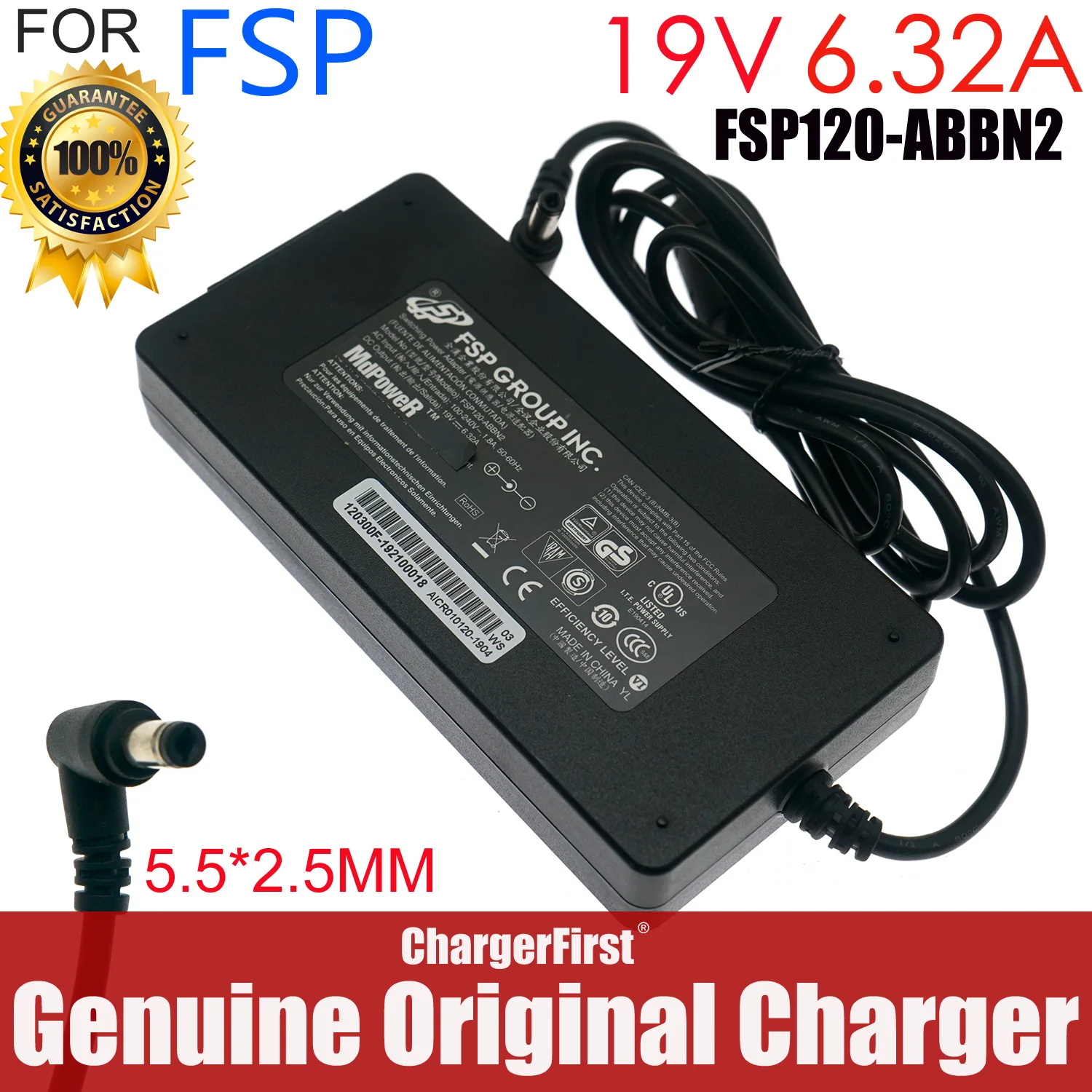 Original OEM FSP 19V 6.32A Switching AC Adapter Charger for Intel NUC NUC10i7FNHN Laptop Power Supply FSP120-ABBN3  5.5*2.5mm