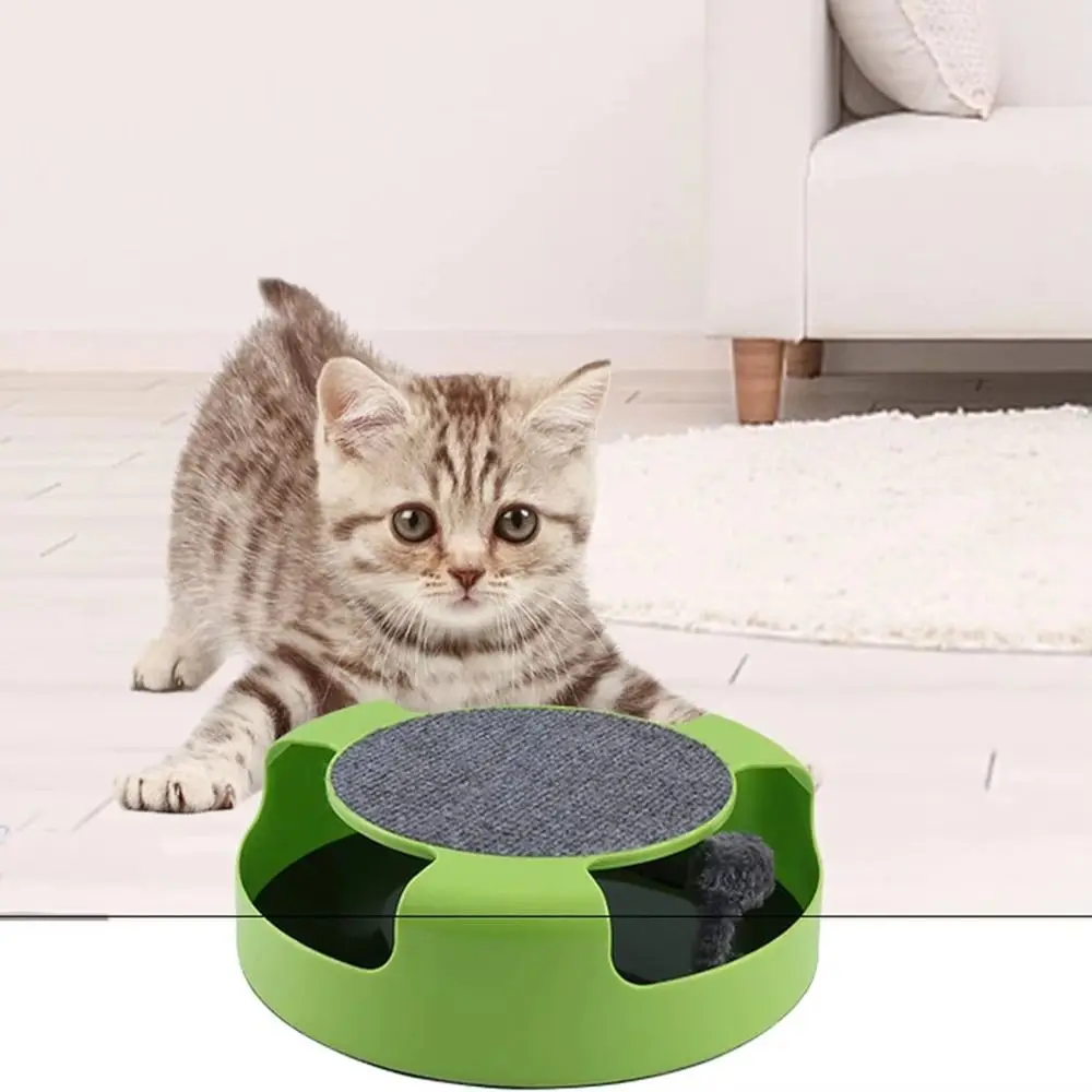 

Attract Attention Cat Turntable Mouse Toys Scratching Board With Mouse Kitten Interactive Toys Playing Teasing Plastic