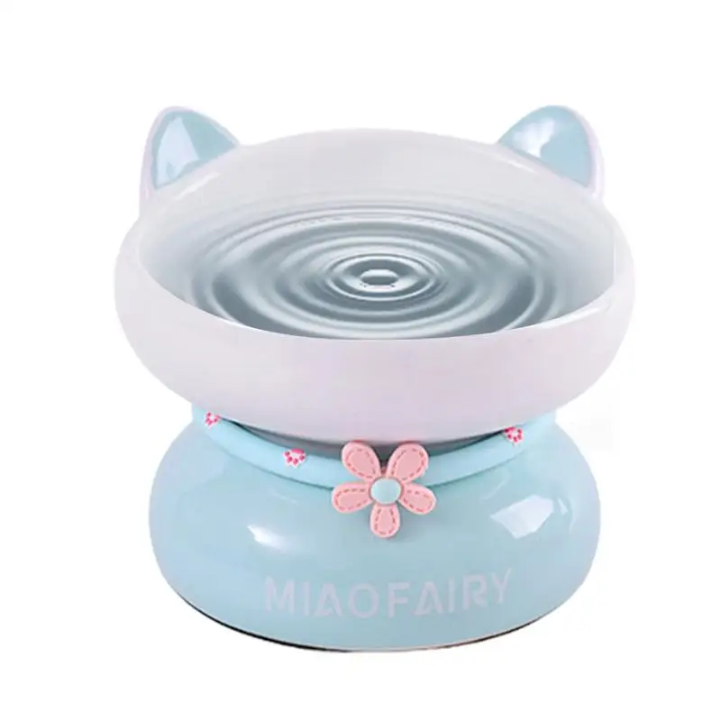 

Ceramic Cat Food Bowls 15 Degree Tilted Anti Vomiting Cat Dog Water Bowl Slanted Mouth Raised Cat Bowls With Non-Sip Stable Base