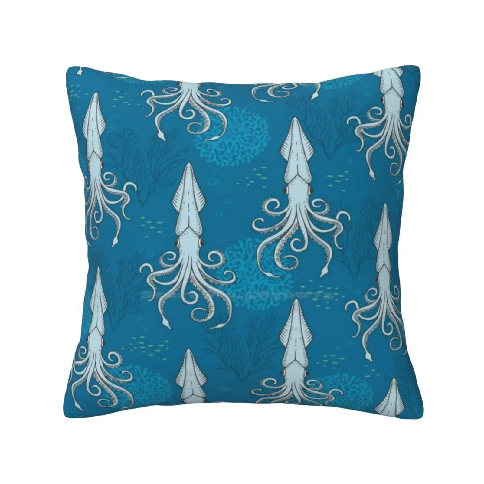 Deep Under The Sea Blue Octopus Bedroom Office Hug Pillowcase Inkfish Nautilus Squids Tentacle Octopus Ocean Life Tropical