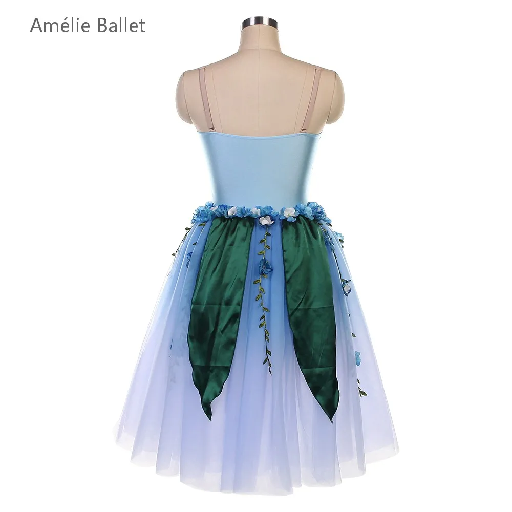 25183 Volwassen Meisjes Ombre Hemelsblauw met Bloem Trim Danskostuums Stage Performance Ballet Tutu Rokken Romantische Ballet Dancewears