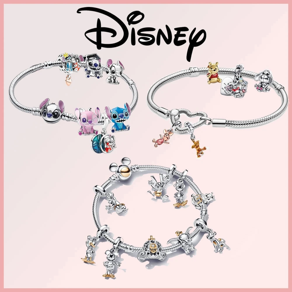 ديزني دامبو ستيتش ميني ويني ديدبول 925 فضة استرخى دلايات 925 بلاتا صالح الأصلي خرز سوار مجوهرات لتقوم بها بنفسك #6