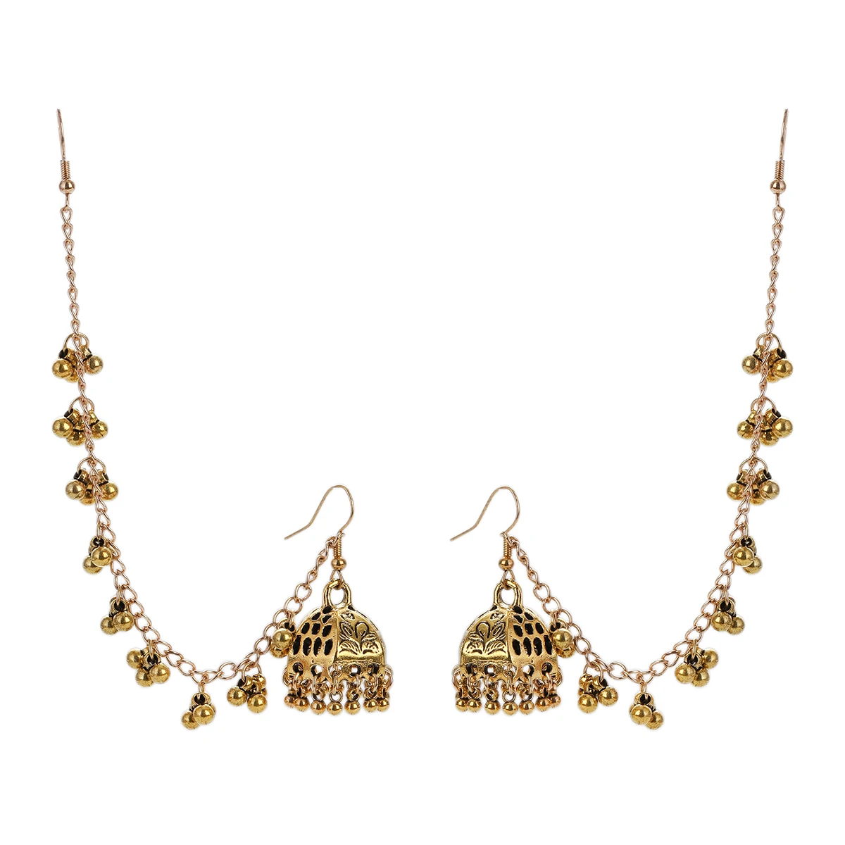 Ethnic Jhumka Retro Silver Color Bell Oorbellen Earrings for Women Bohemian Jewelry Lantern Beads Tassel Wedding Earrings