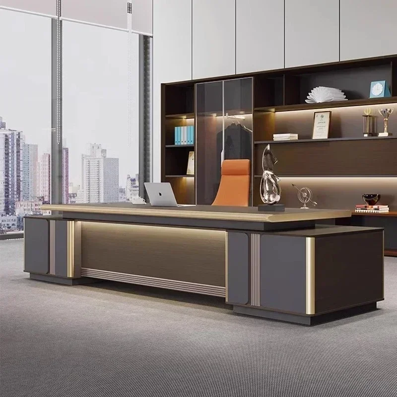 Office Desk Computer Desks For Chair Filing Cabinet With Storage Modern Luxury Boss Director Senior Sense President Executive