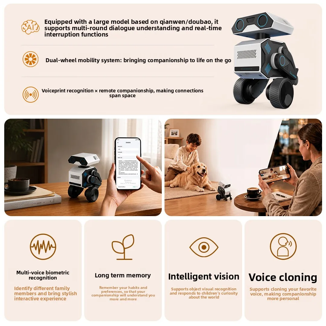 Chinese version WYNDME 01 Pro Intelligent AI Companion Robot Action Language Interaction With Voiceprint Recognition