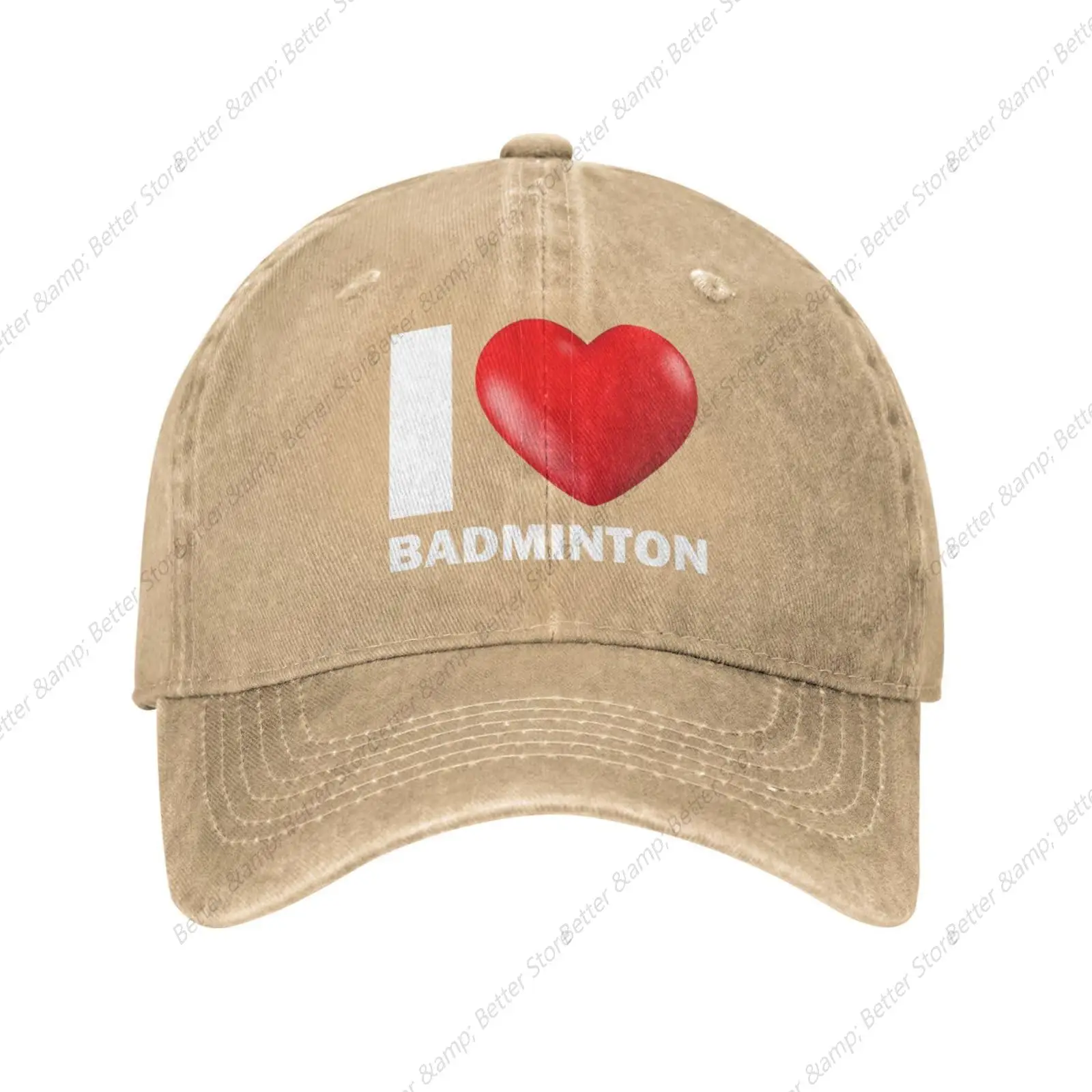 

I Love Badminton Cap for Men Baseball Hats Trendy Hats Natural