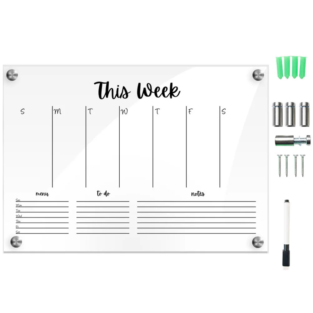 مجموعة واحدة من تقويم الحائط من الأكريليك الشفاف، قابل لإعادة الاستخدام، مخطط جدول أسبوعي، لوحة باب معلقة، لا توجد رائحة، تقويم أكريليك سهل الاستخدام