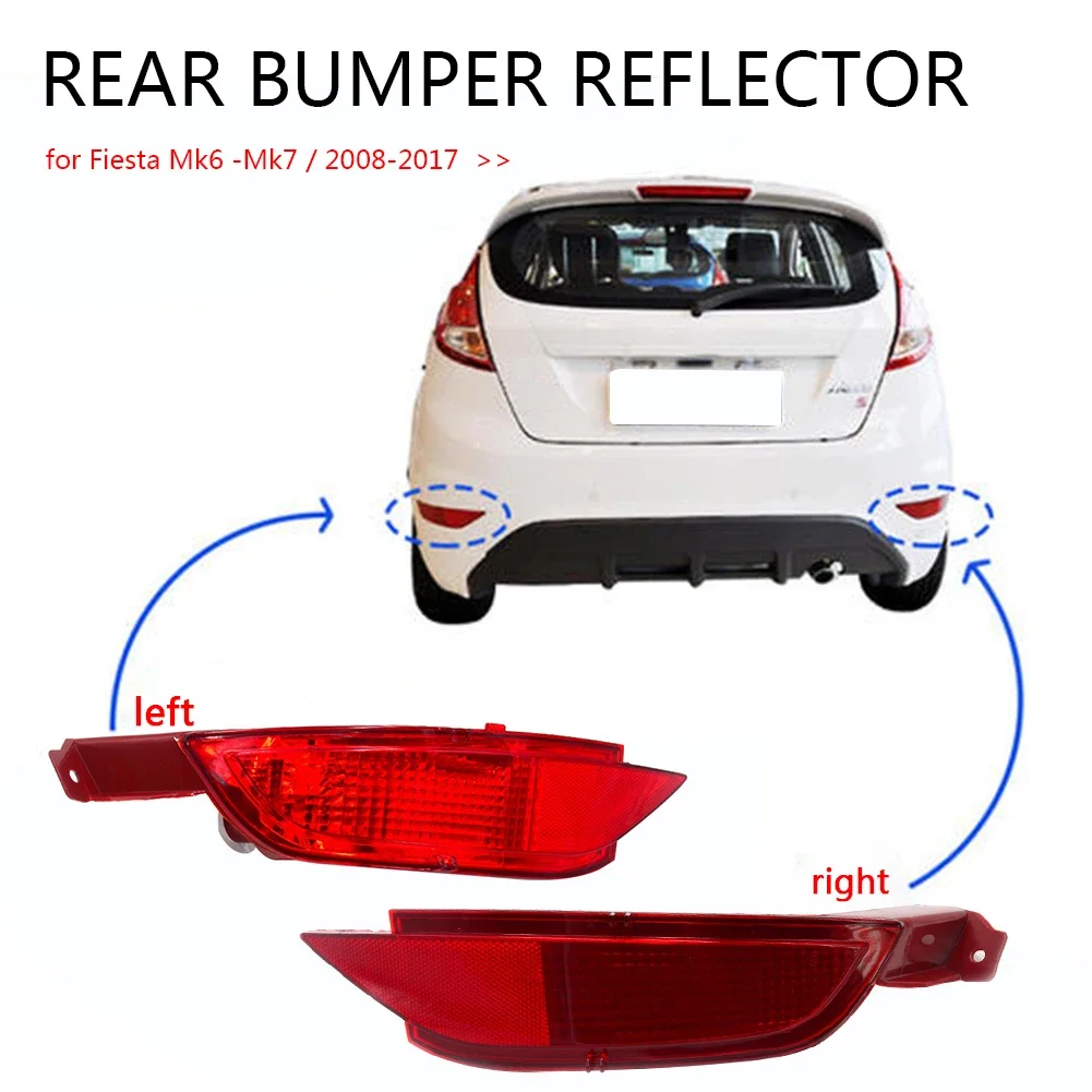 Left Right Rear Bumper Reflector Light Rear Bumper Reflector Light Fog Lamp Assembly for Ford Fiesta Mk6 Mk7 Replacement Parts