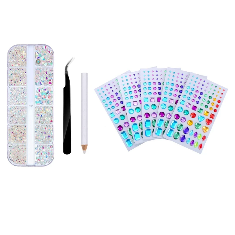 

Self-Adhesive Rhinestone Sticker With Flat Back Gems Round Crystal Rhinestones White