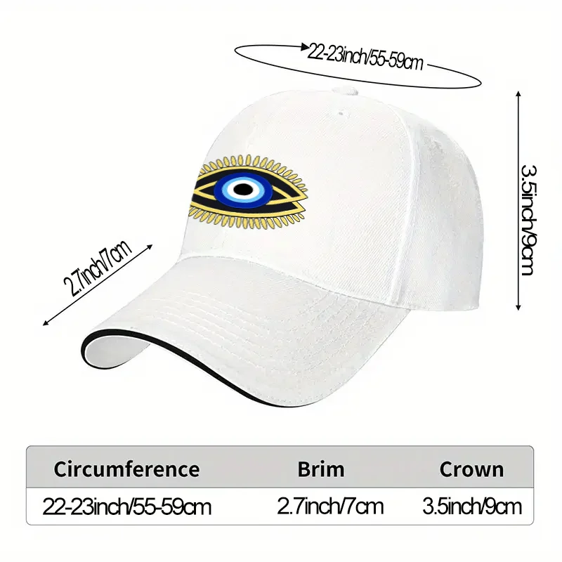 Evil Eye Print Adjustable Baseball Cap Lightweight Sun Shading Casual Hat for Men Women