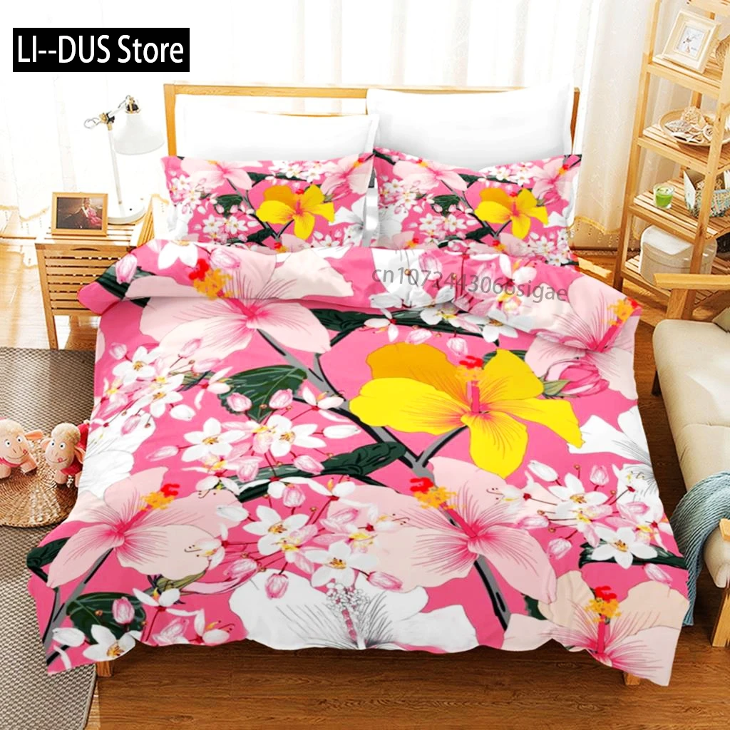 

Floral Duvet Cover Spring Colorful Flower Pattern Twin Bedding Set For Kids Teens Adult Microfiber Double Queen King Quilt Cover