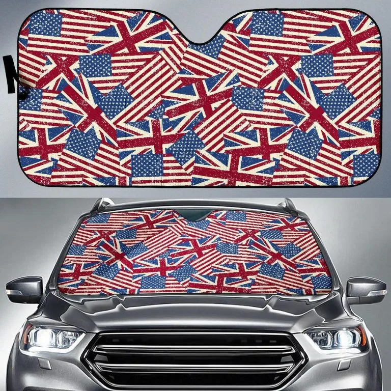 

American Flag Design Patriotic Car Sun Shade Windshield UV and Heat Windshield Sun Shade for Car SUV Van Large Gloss Sunshade