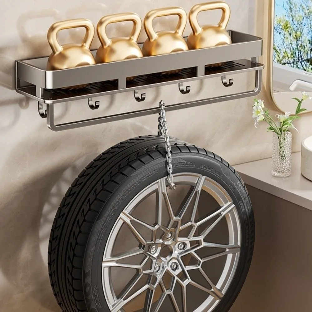 

Rustproof Bathroom Shelves Wear-resistant Moisture-proof Wall Shelf with Hook Shower Storage Rack Bathroom Storage