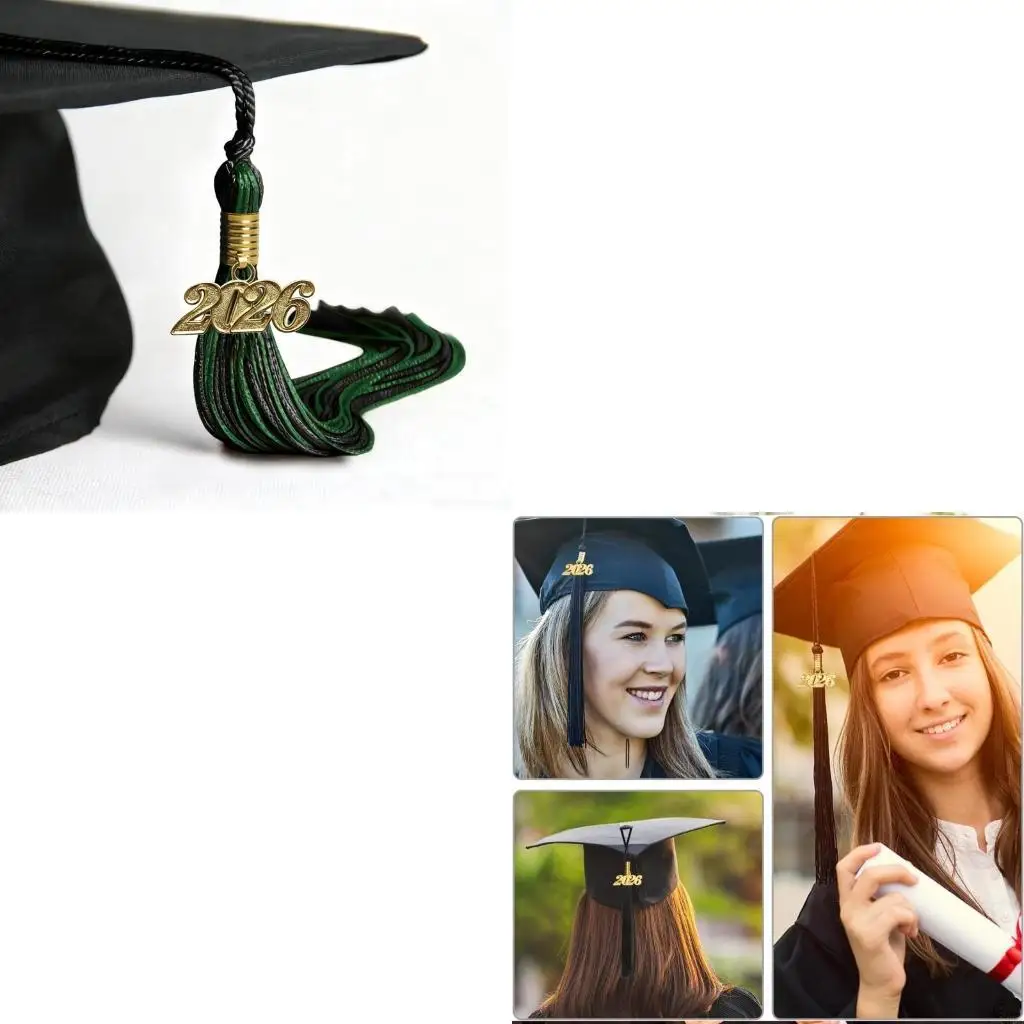 

2026 Commencement Tassels With Year Charm Graduation Hat Tassels For Academic Gowns Caps and Graduation Celebration