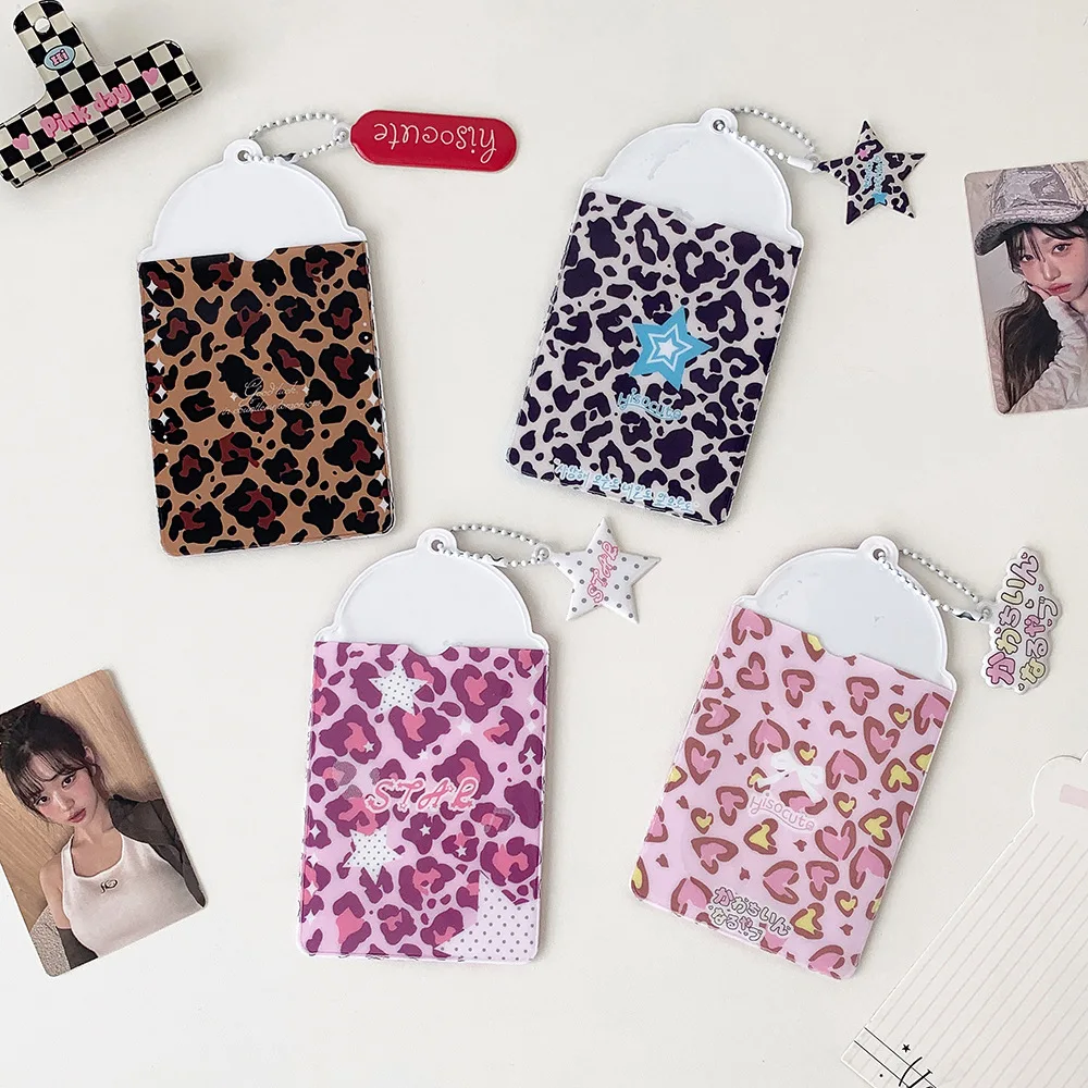 Leopard Star 3 Inch Photocard Holder Keychain Pendant Card Case Photo Card Holder ID Card Display Storage Accessory Case
