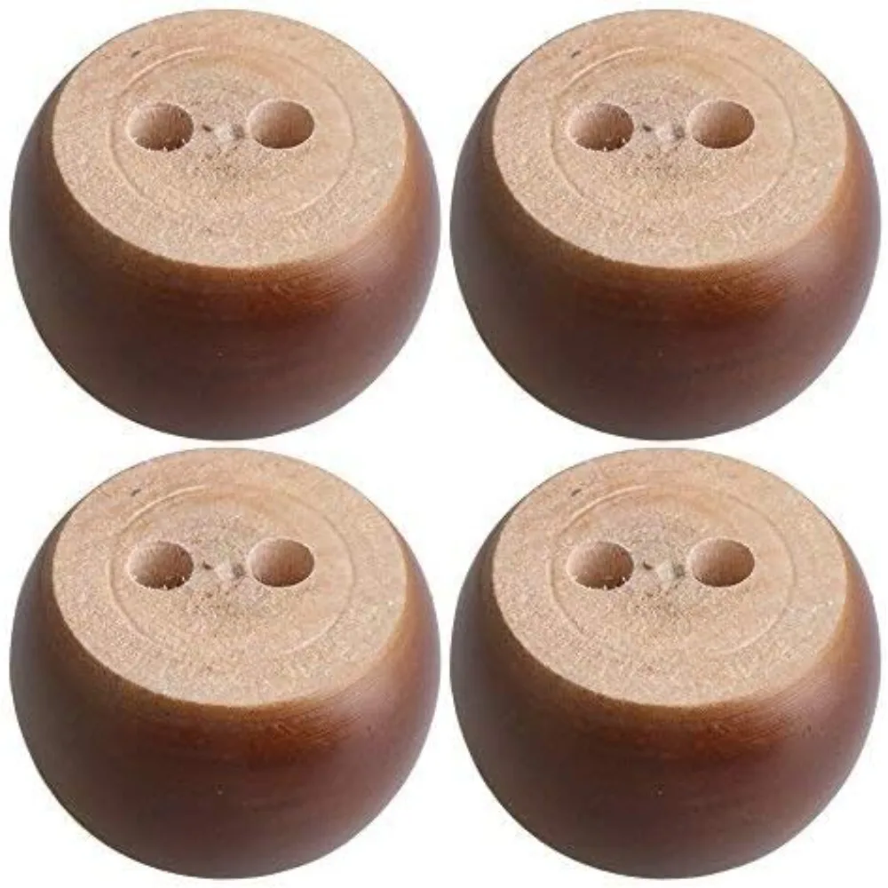 

4pcs 40mm Height Brown Eucalyptus Wood Round Bun Furniture Feet Sofa Cabinet Couch Legs