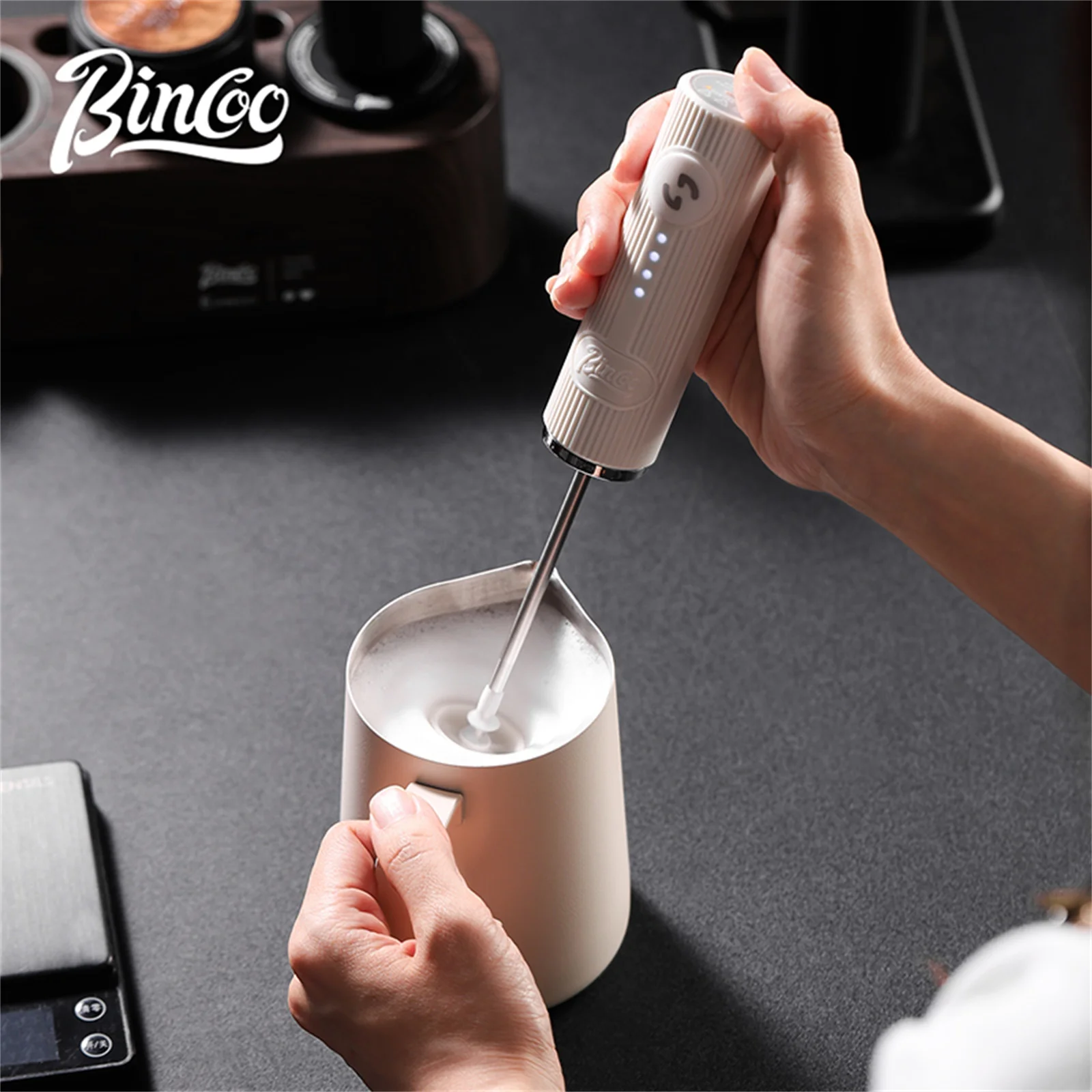 

BINCOO New Electric Milk Frother Mini Handheld Wireless Powerful USB-C Rechargeable 2 Speeds Coffee Milk Whipping Kitchen Whisks