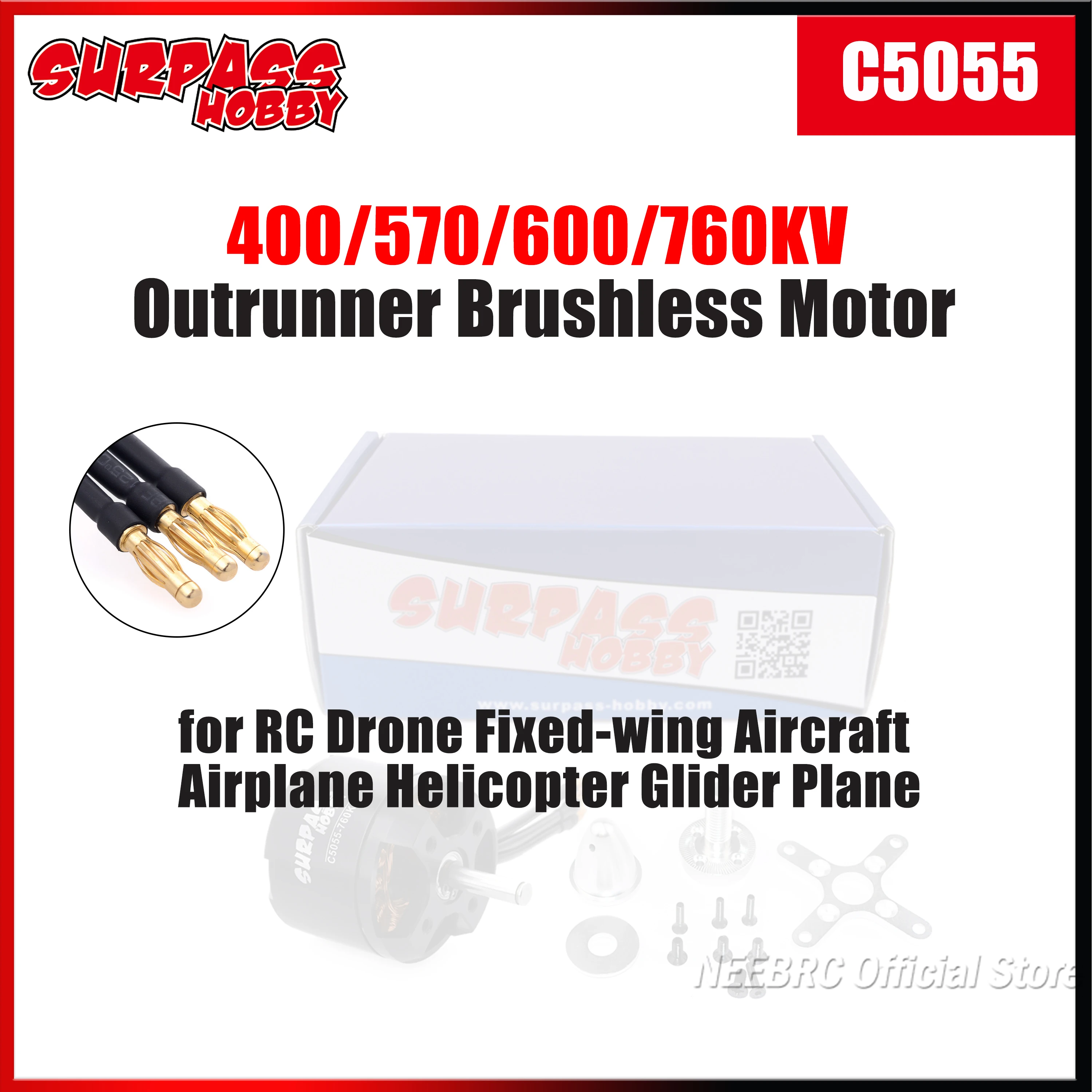 

SURPASS HOBBY C5055 400/570/600/760KV Brushless Outrunner Motor for RC Drone Fixed-wing Aircraft Airplane Helicopter Plane Parts