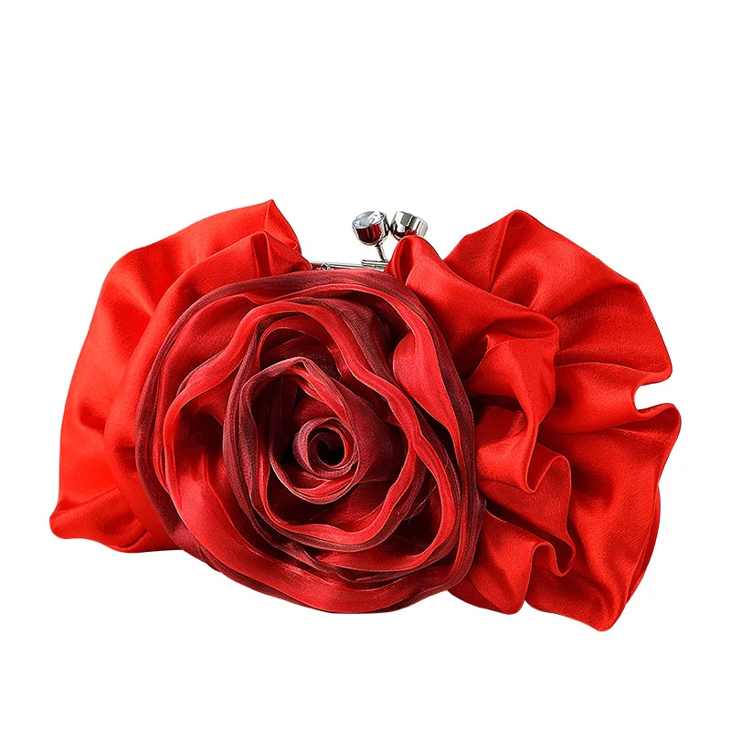 

Diamond Rose Shoulder Bag - Elegant Crossbody Clutch Perfect For Banquet Dresses Eco-Friendly Canvas Tote With Beaded Accents