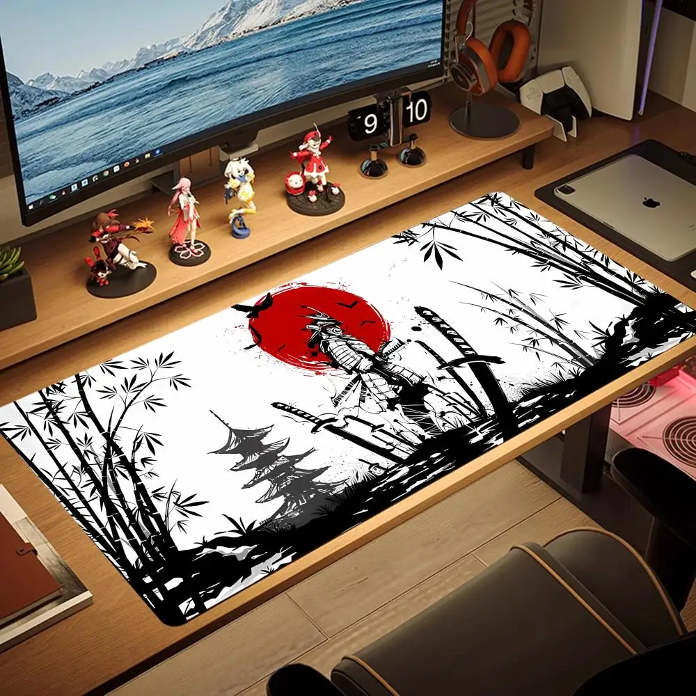 

Japanese Warrior Mouse Pad Large monitor MousePad Gaming laptop playmat carpet Rubber Lock Desk Mat Computer Gamers work office