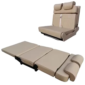

Foldable Leather Luxury Campervan Seat Bed for Mercedes Sprinter Ford Transit Reclining RV Bench Seat Turns Bed Van Conversion