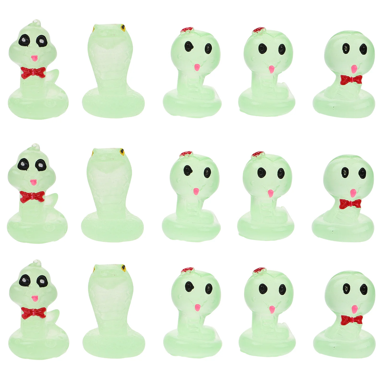 

15Pcs Miniature Glow in The Dark Resin Snake Ornament for Lawn Home Park Aquarium Micro Landscape Tiny Animal Decor