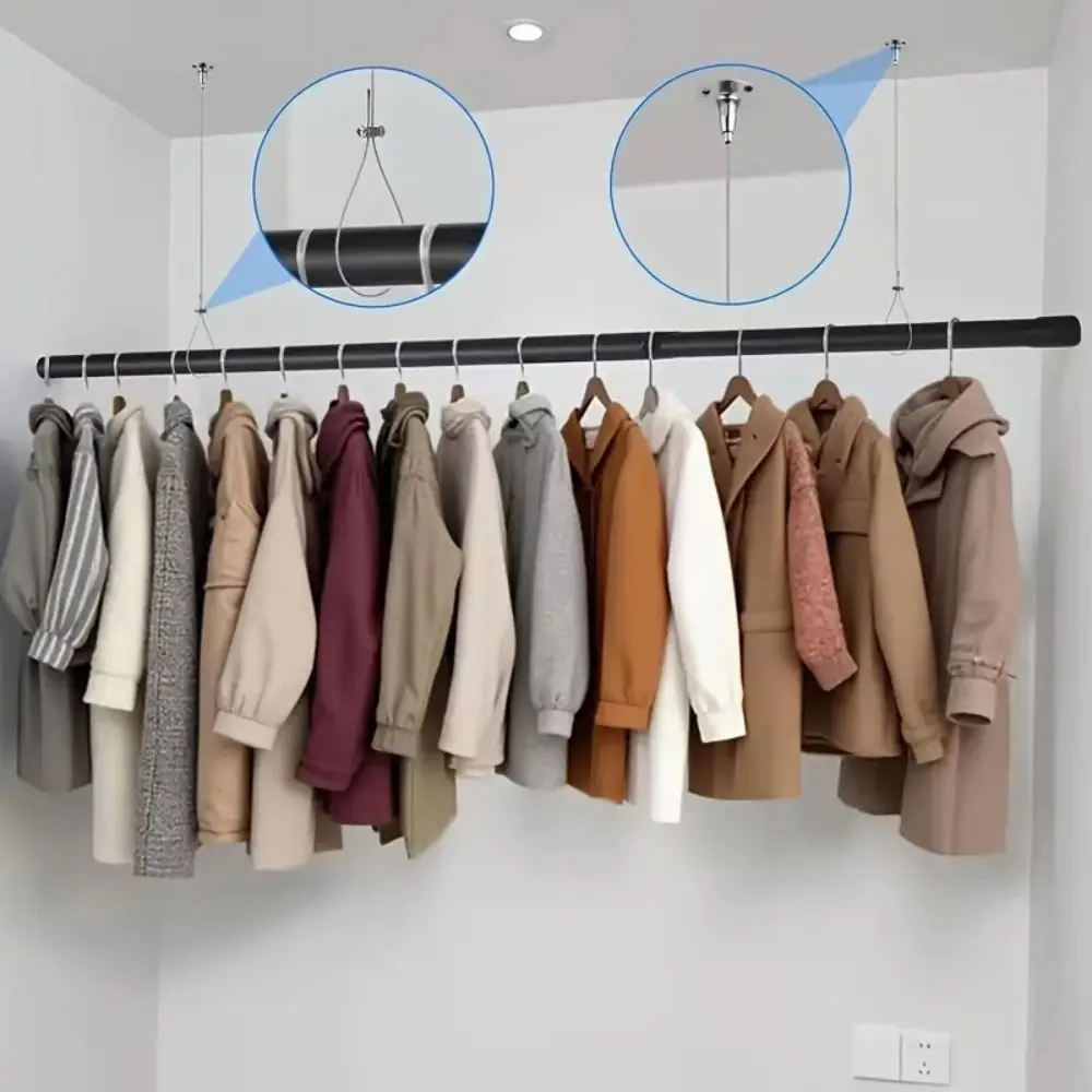 Stainless Steel Steel Wire Rope Curved Layouts Adjustable Curtain Rod Hanging Rope Straight Layouts High Load-bearing Capacity