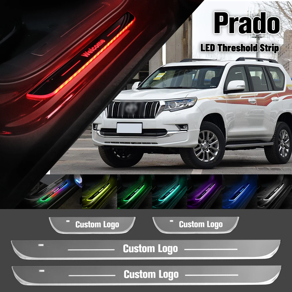 For Toyota Prado J 120 J120 Prado J 150 J150 Car Door Sill Light Customized Logo LED Welcome Threshold Pedal Lamp Accessories