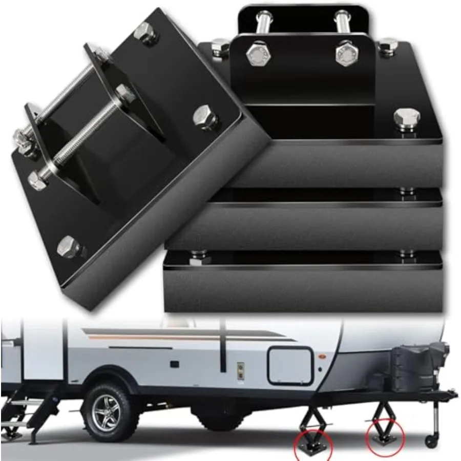 

RV Jack Pads for Four-Point Trailer Jack Stands, 6.3 Metal Foot, Black, Heavy-Duty Steel with Non-Slip Surface