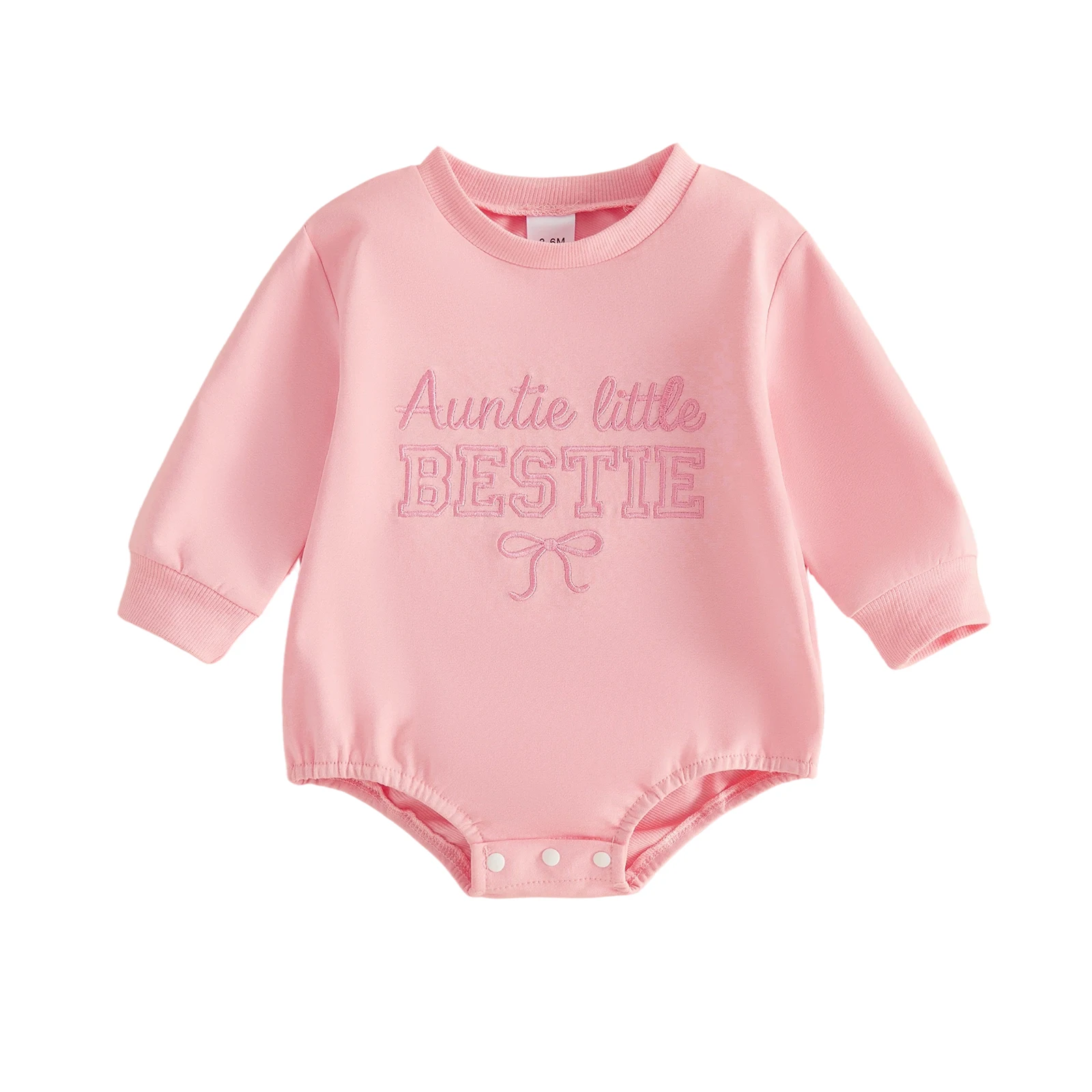 Baby Girl Sweatshirt Romper Letter Bowknot Embroidery Long Sleeve Bodysuits