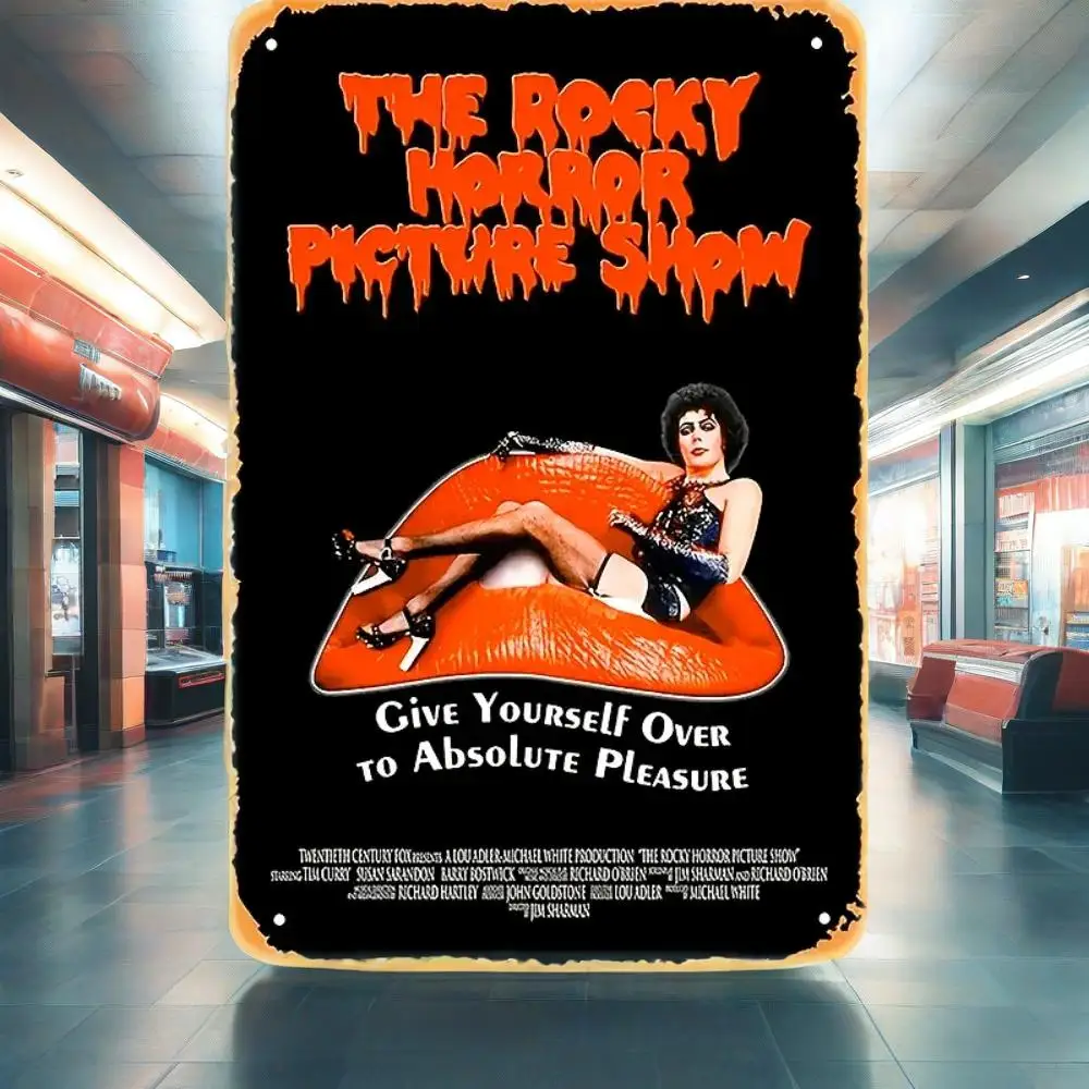 لافتة قصدير "Rocky Horror Picture Show" - ديكور حديدي بنمط عتيق، مثالية لمكياج المطبخ والبار