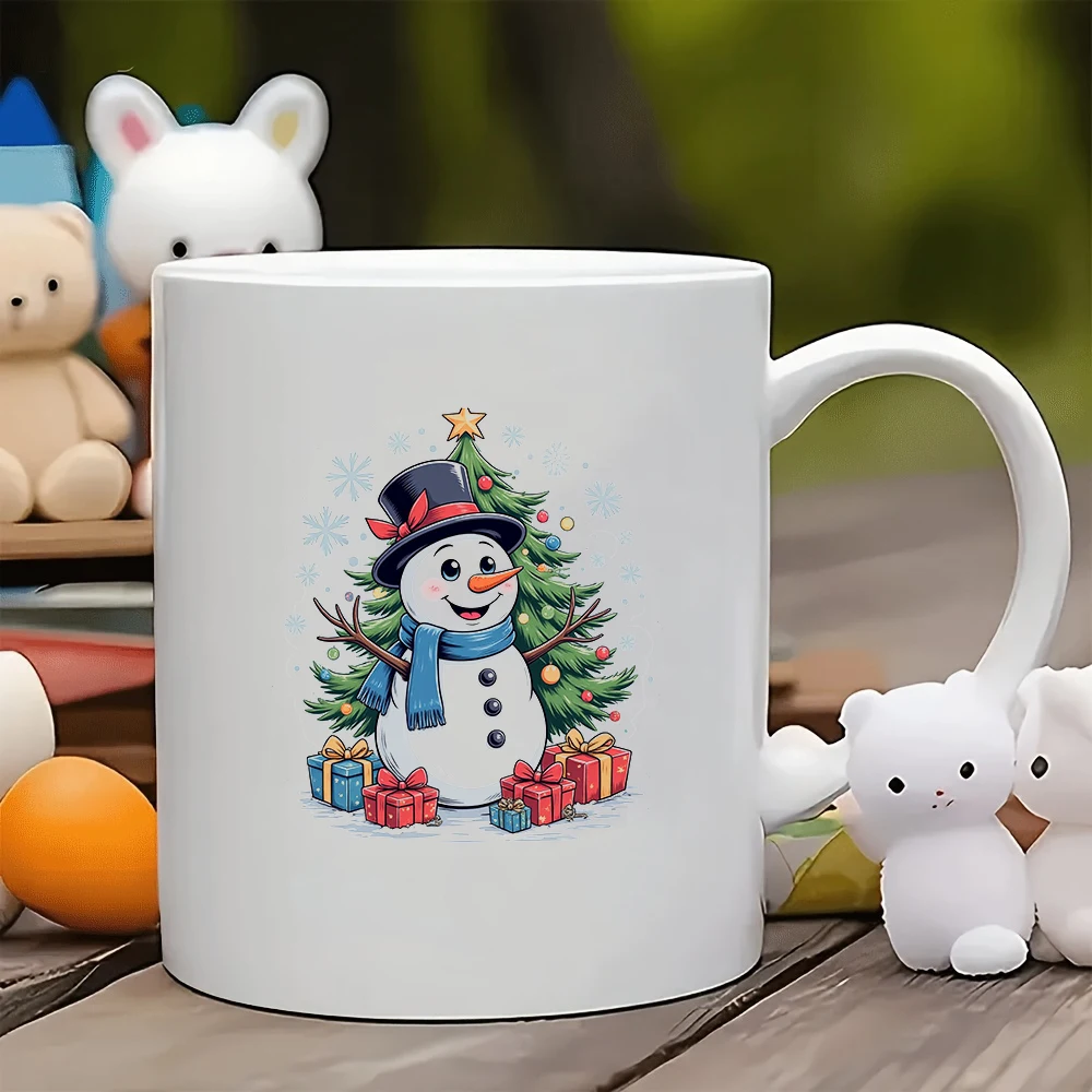 

Cartoon Snowman Illustration 11oz Cup + Christmas Gift Couples Parent-Child Kids Water Cup Christmas Office Coffee Cup