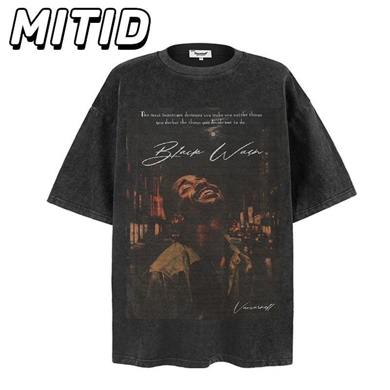 

Мужские футболки большого размера, японская уличная одежда, винтажные футболки с графическим принтом, летние повседневные топы для пар с круглым вырезом и короткими рукавами, мужские футболки