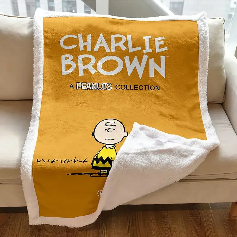 Charlie Brown Lucy Linus Snoopy cute cartoon pattern digital printing thickened warm and comfortable blanket for men and women