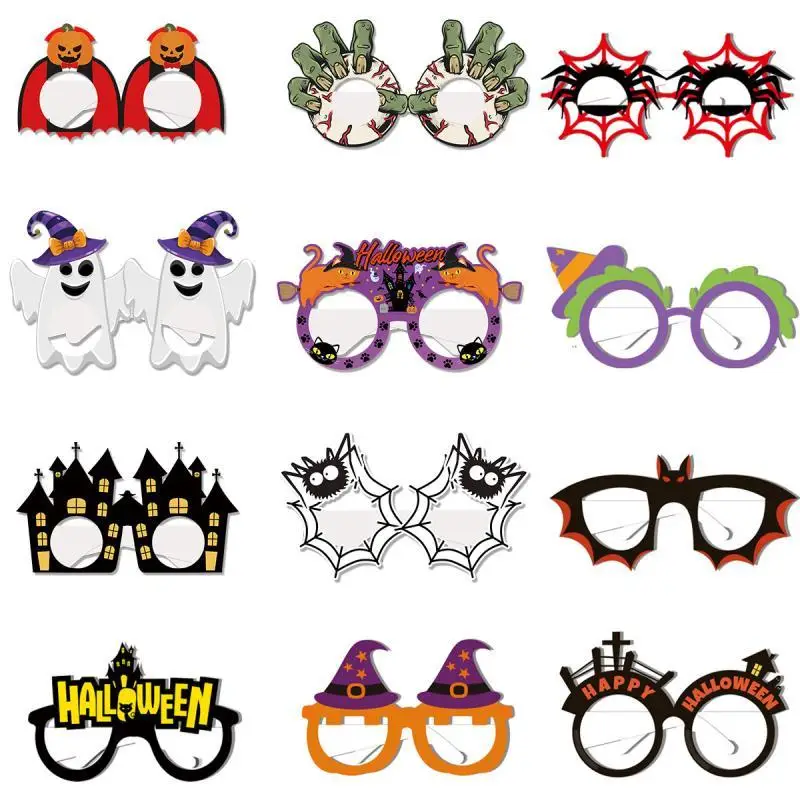 12PCS Halloween Decorative Supplies New Paper Glasses Ghost Festival Funny Dress Up Party Photo Props Supplies